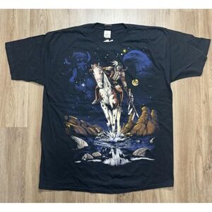 Vintage 90s Liquid Blue Native American‎ T Shirt Size 2XL